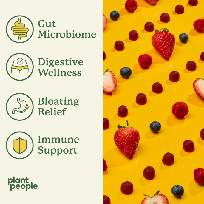WonderBiome Prebiotic Gummies - 2-in-1 Prebiotic + Probiotic Gummies, Zero-Sugar Digestive Health & Bloating Relief