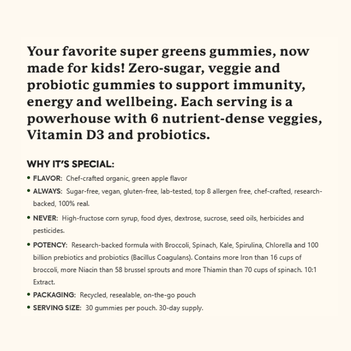 WonderGreens KIDS Veggie Gummies