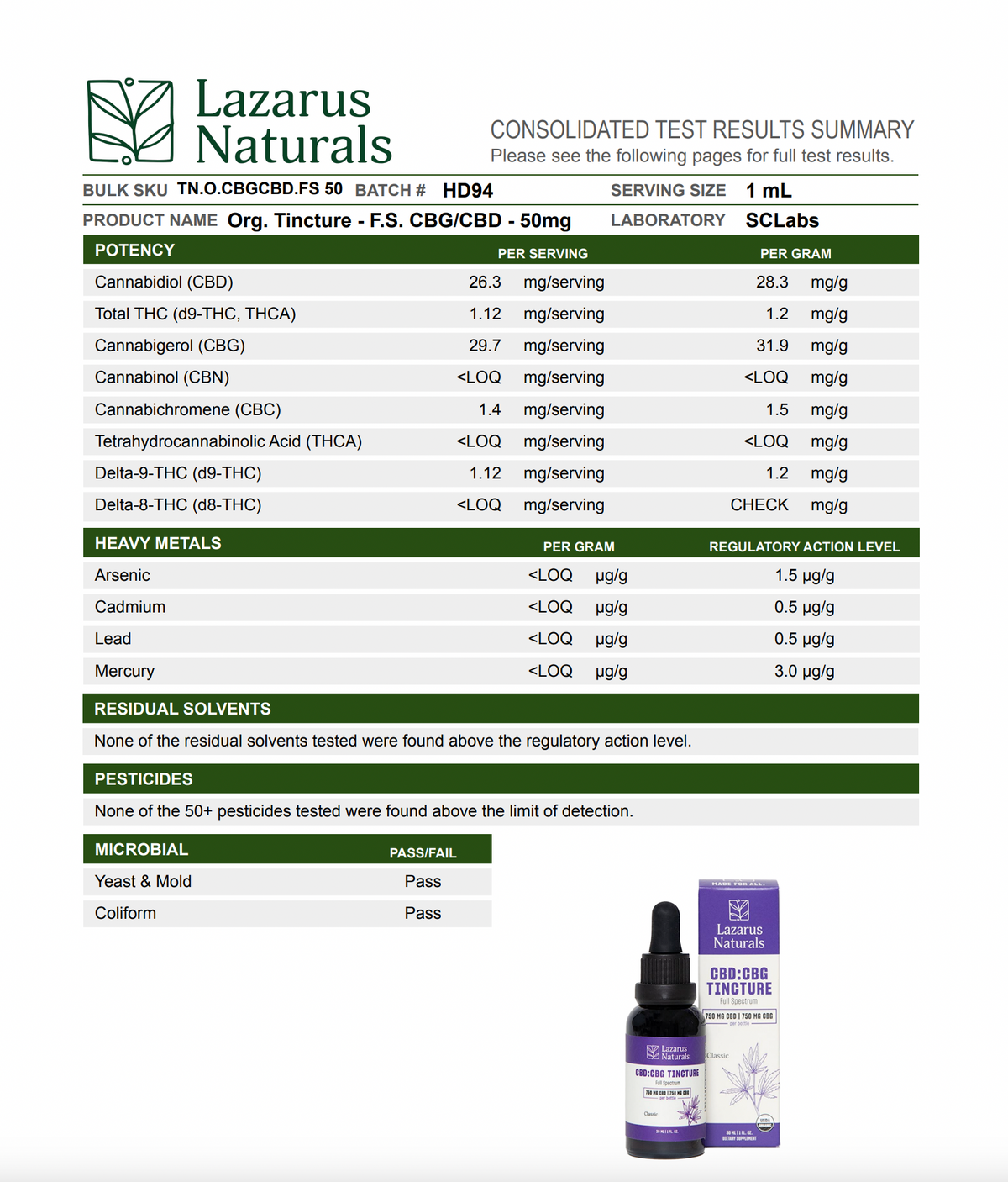 CBG/CBD Oil Tincture - 1500mg