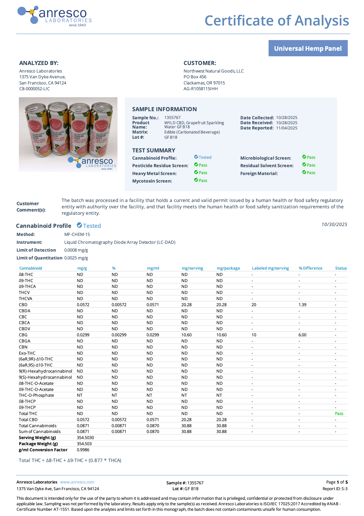 Hemp Grapefruit Sparkling Water - Kerwell