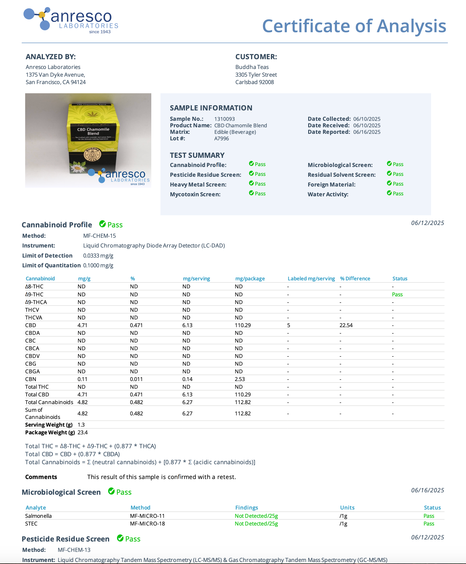 CBD Tea: Chamomile Blend - Kerwell